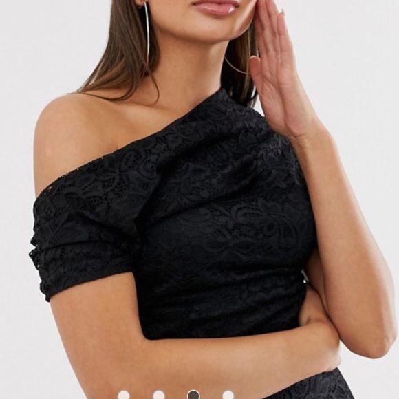 ASOS DESIGN pleated shoulder lace midi dress - Picture 3 of 5